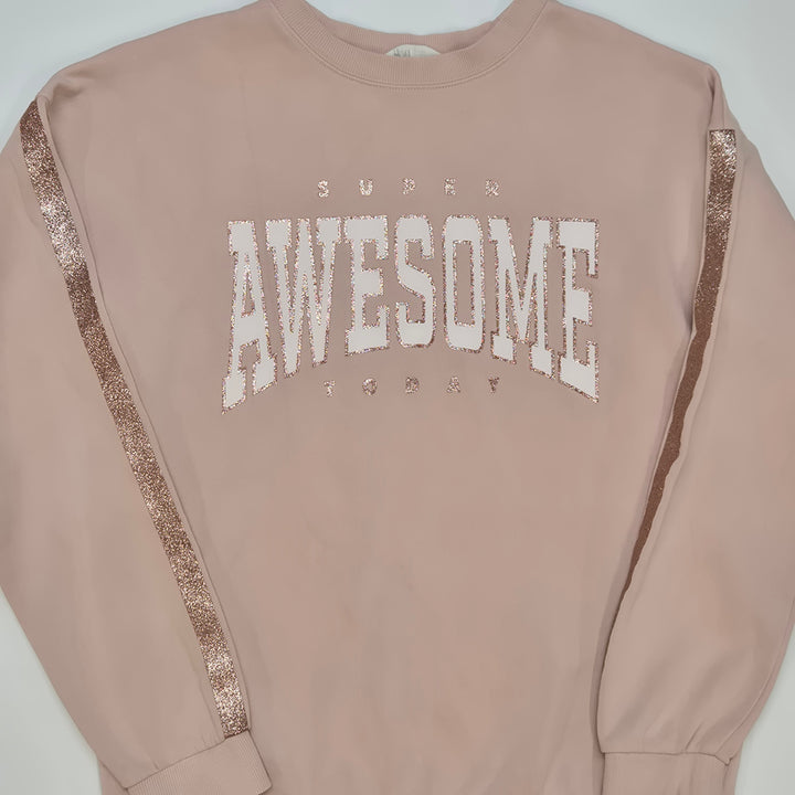 H&M ljusrosa tröja med silvriga pailletter