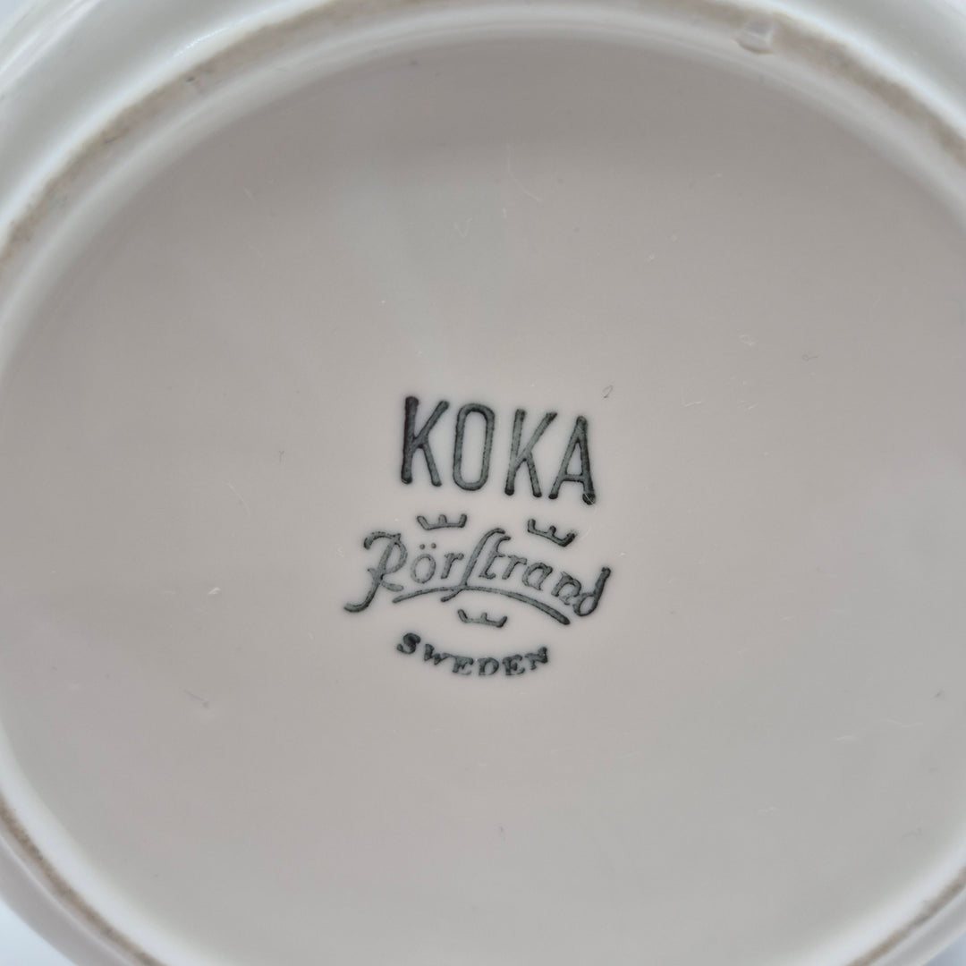 Retro Koka Rörstrand tillbringare med blå bladmotiv