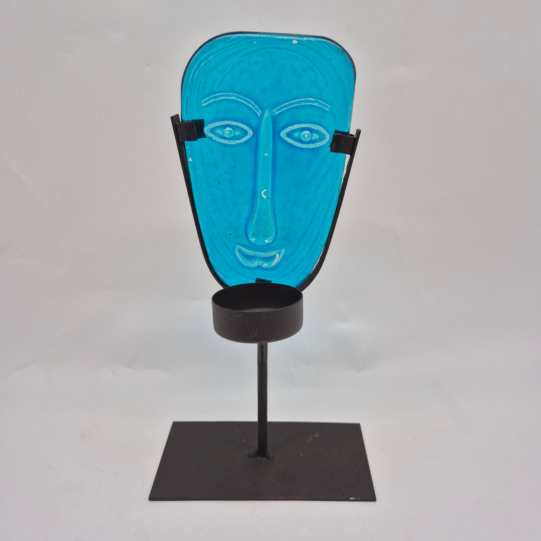 Unik dekorskulptur i blått glas