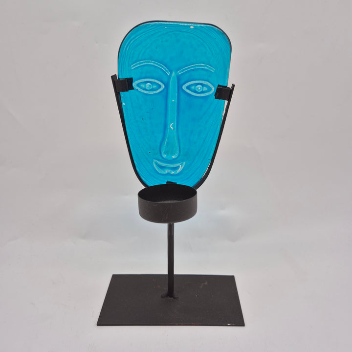 Unik dekorskulptur i blått glas