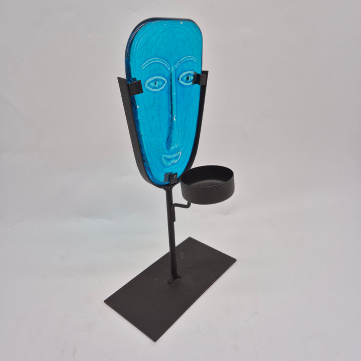 Unik dekorskulptur i blått glas