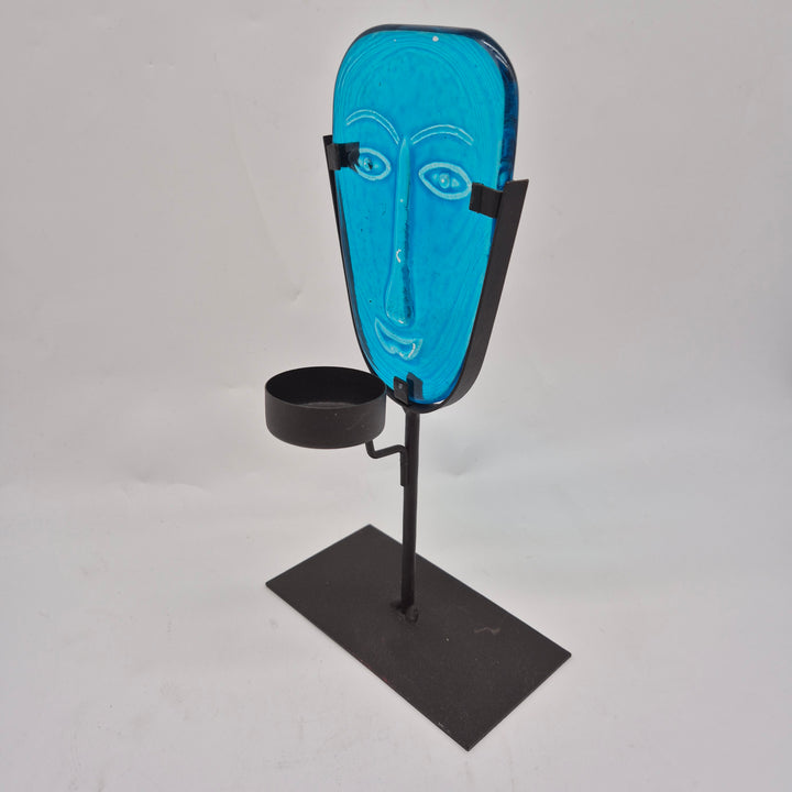 Unik dekorskulptur i blått glas