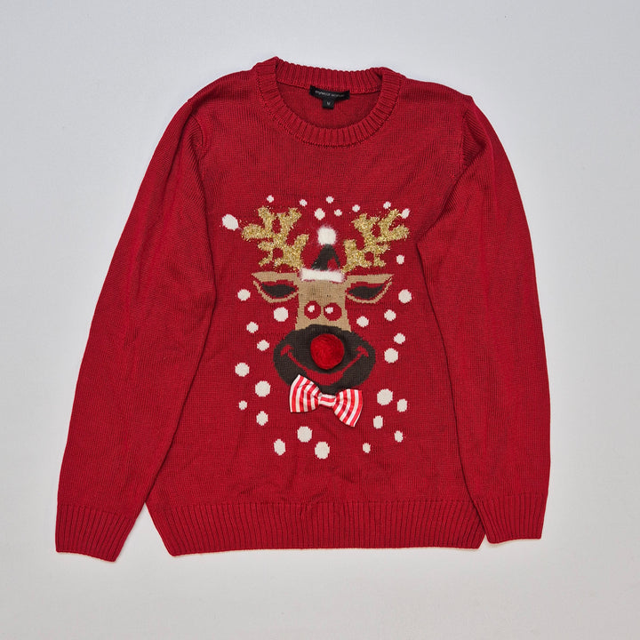 Chic röd jultröja med renmotiv myyear woman