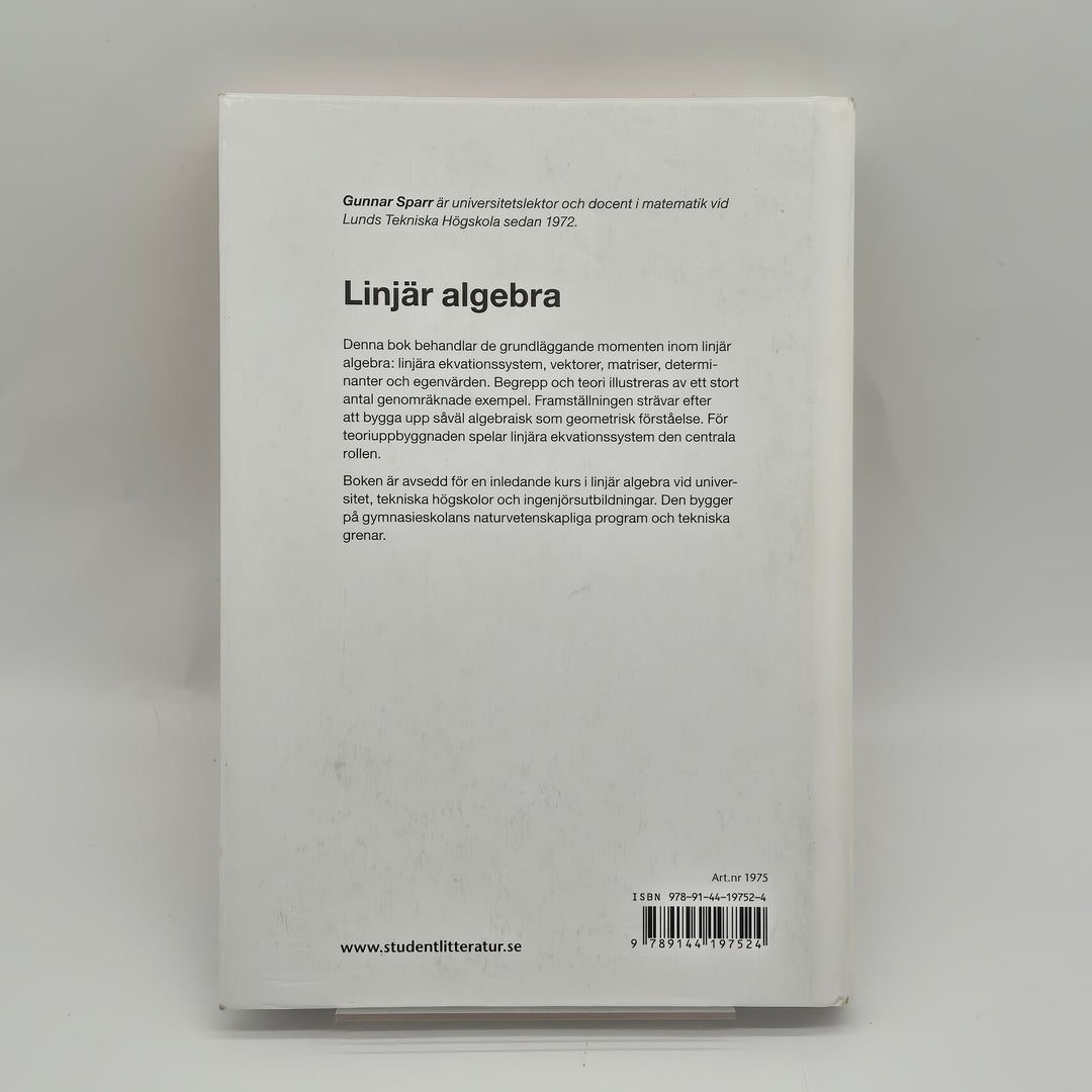 Klassisk bok Linjär Algebra Gunnar Sparr