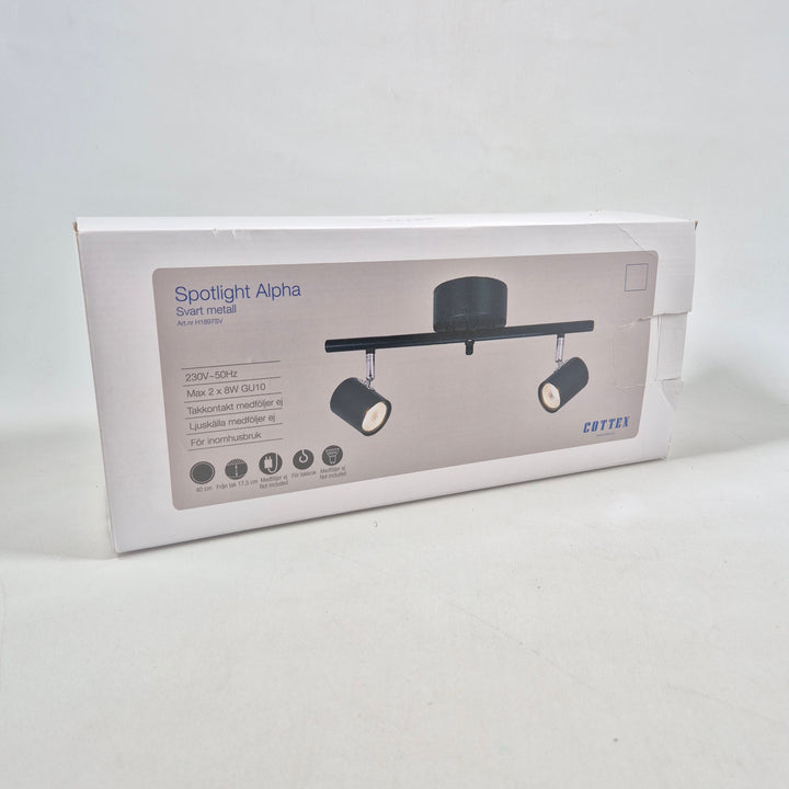Spotlight Alpha Cottex i Svart Metall- taklampa med 2 spotlights