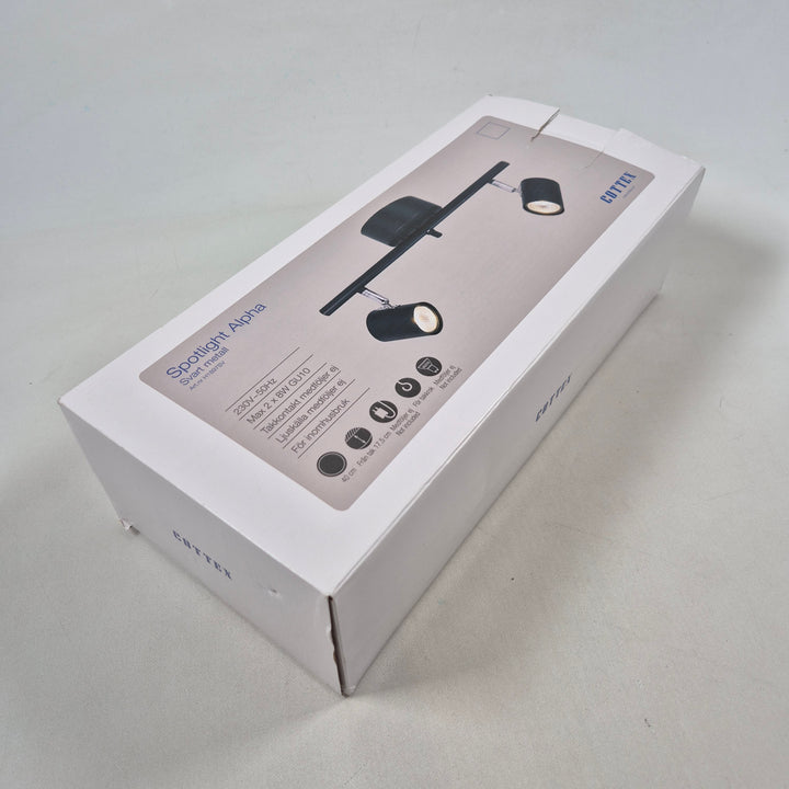 Spotlight Alpha Cottex i Svart Metall- taklampa med 2 spotlights