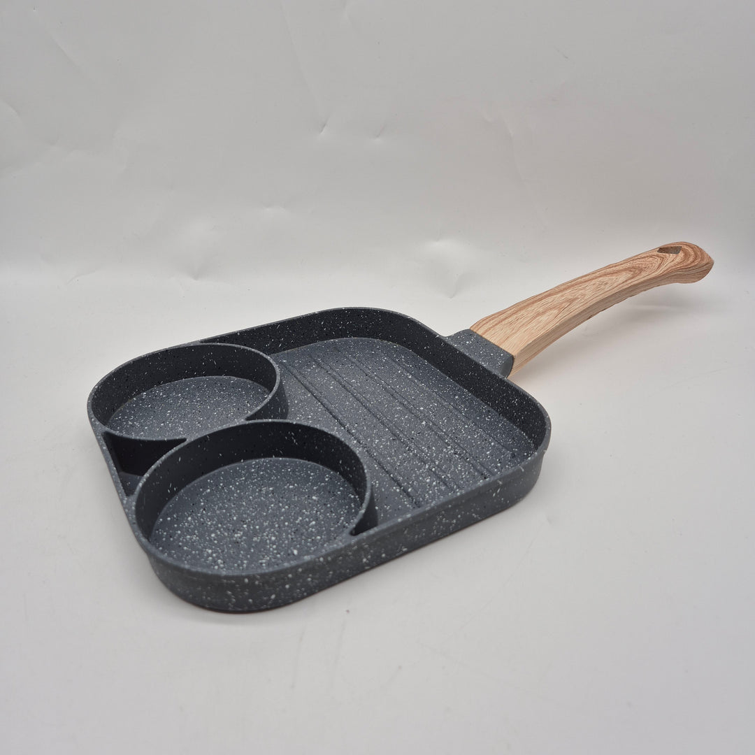 Multifunktionell grillpanna i gjutjärn med trähandtag