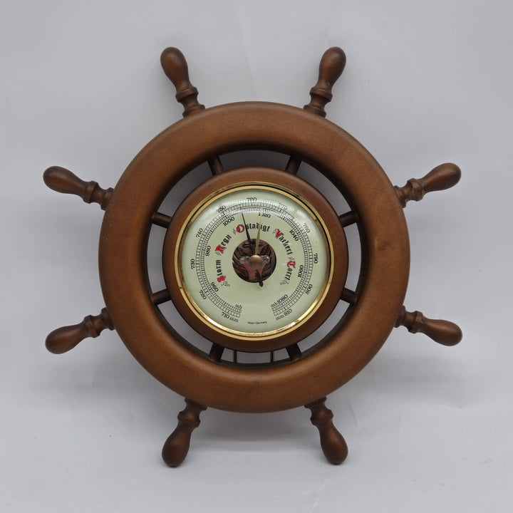 Retro Barometer i Skeppsratt Design Trä