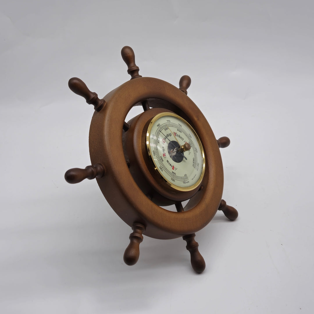 Retro Barometer i Skeppsratt Design Trä