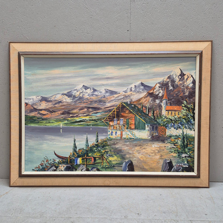 Tavla – Landskap med fjällmotiv, signerad Bech (113x83 cm)