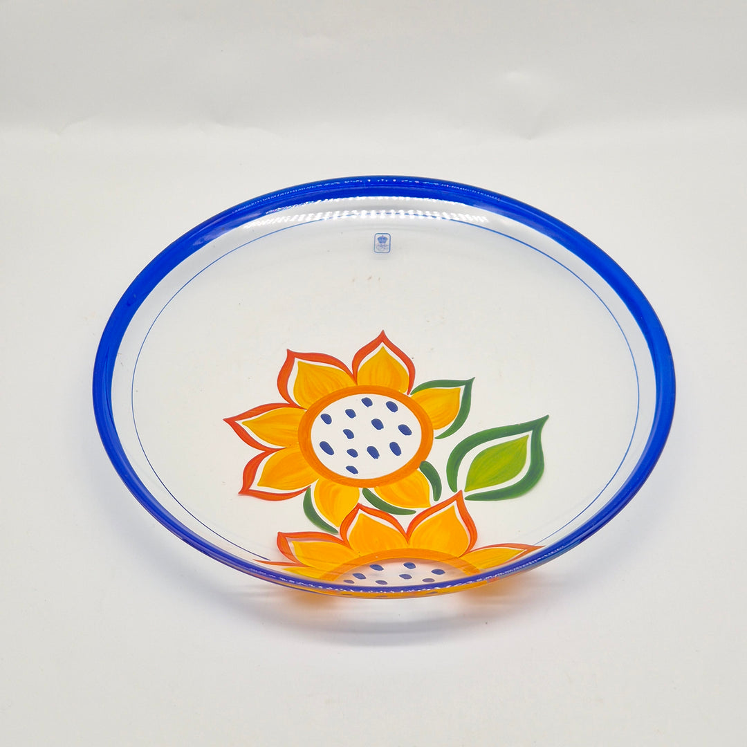 Retro dekorativ tallrik med solrosdesign från Christineholm