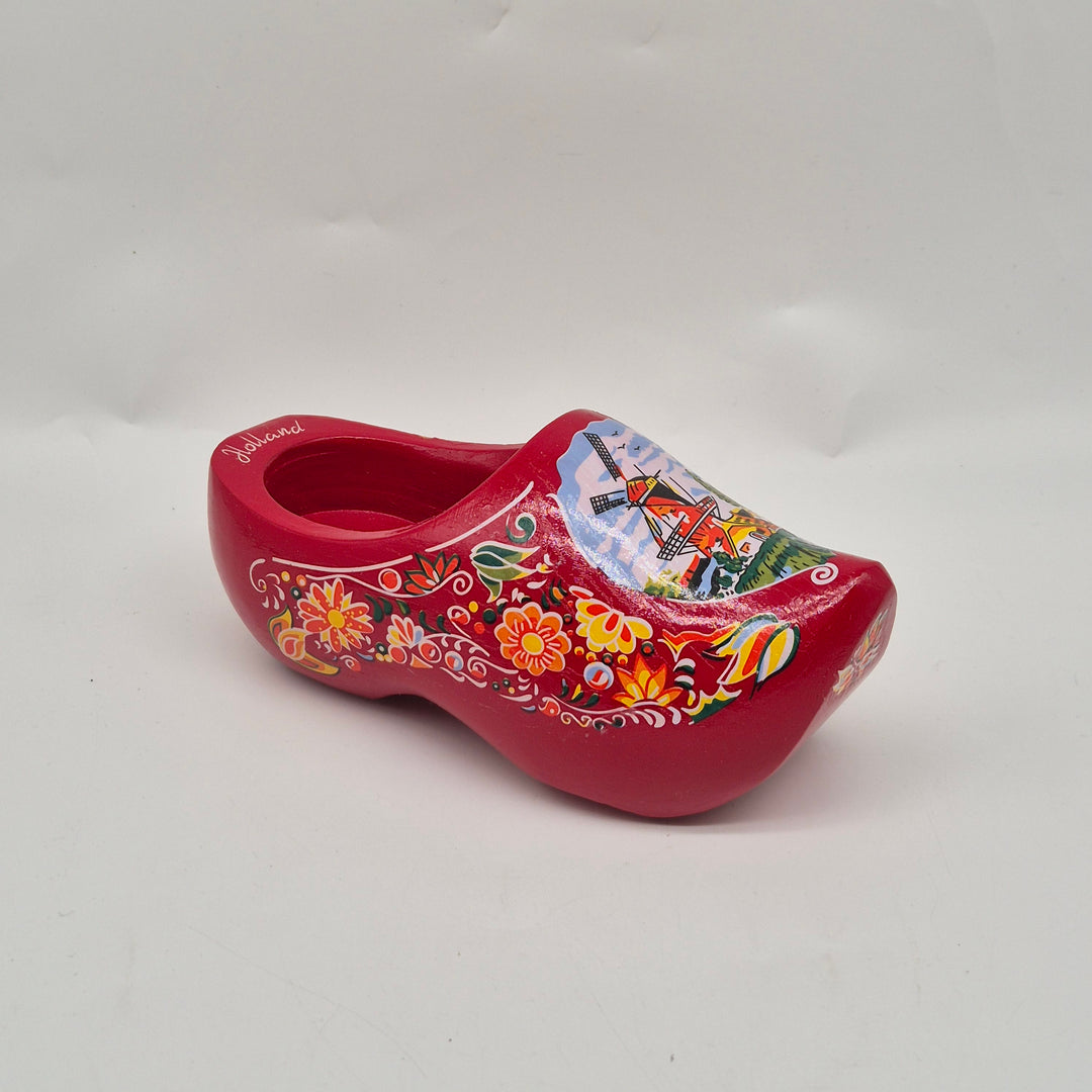 Färgglad retro nederländsk träsko i trä