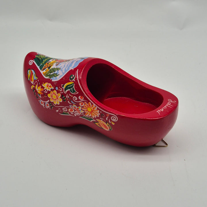 Färgglad retro nederländsk träsko i trä