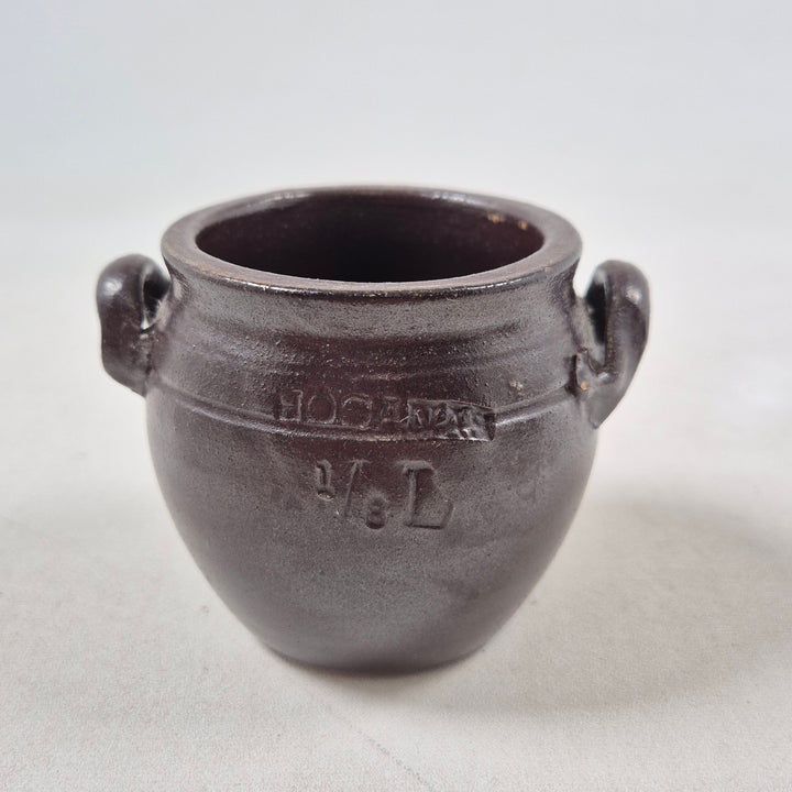 Retro Höganäs-krukor i mörkbrunt lergods