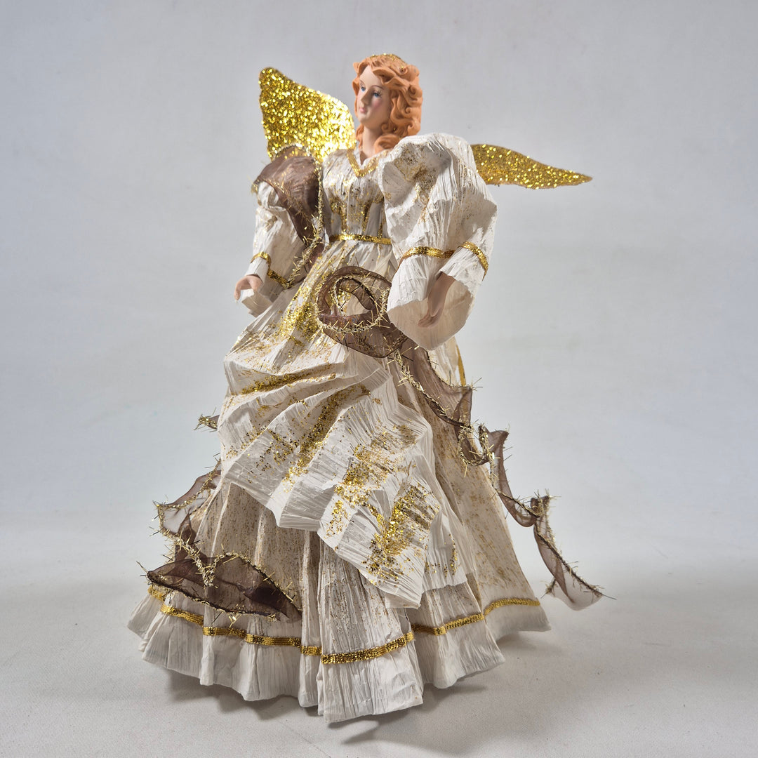 Retro Änglafigurin med Guldglitter och Textil