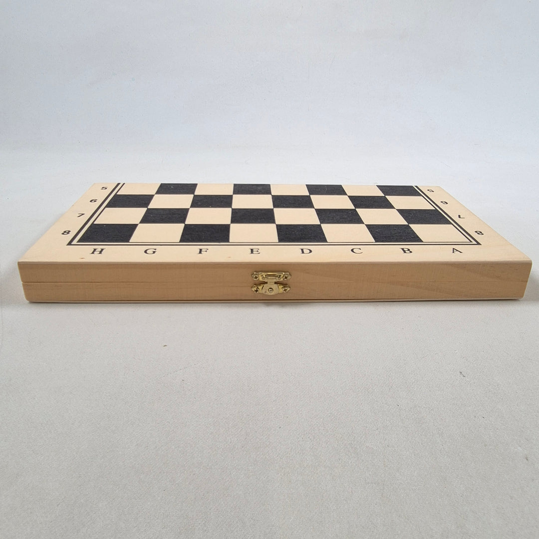 Vintage hopfällbar schackbräda i trä