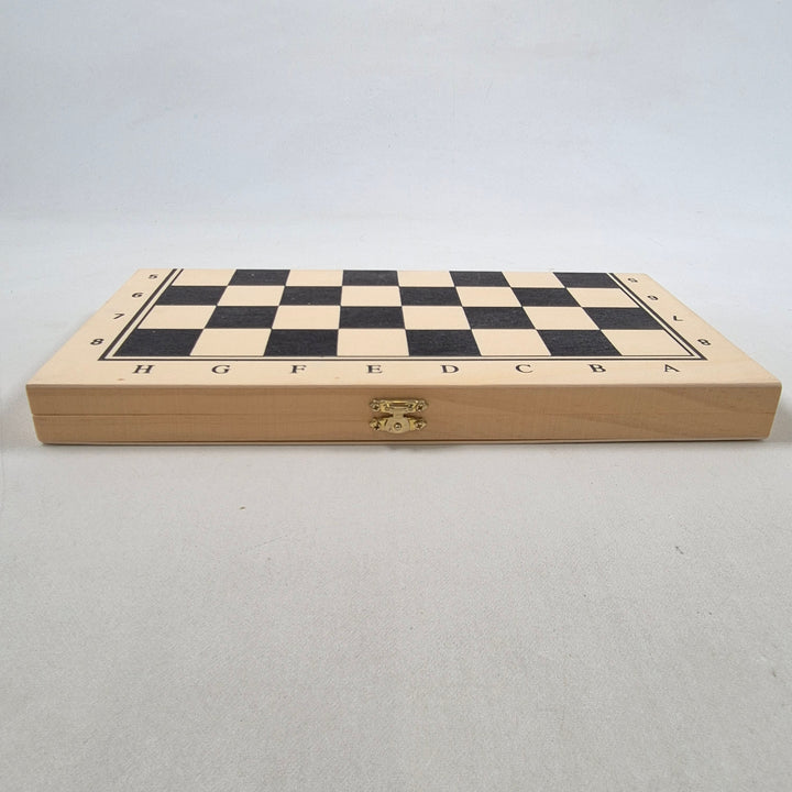 Vintage hopfällbar schackbräda i trä