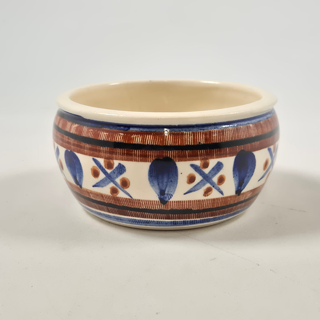 Begagnad Keramikskål med Blått och Brunt Mönster