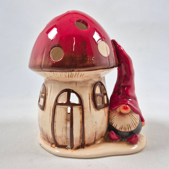 Retro keramiksvamp dekoration ljuslykta unik