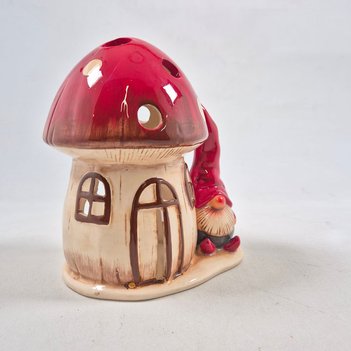 Retro keramiksvamp dekoration ljuslykta unik