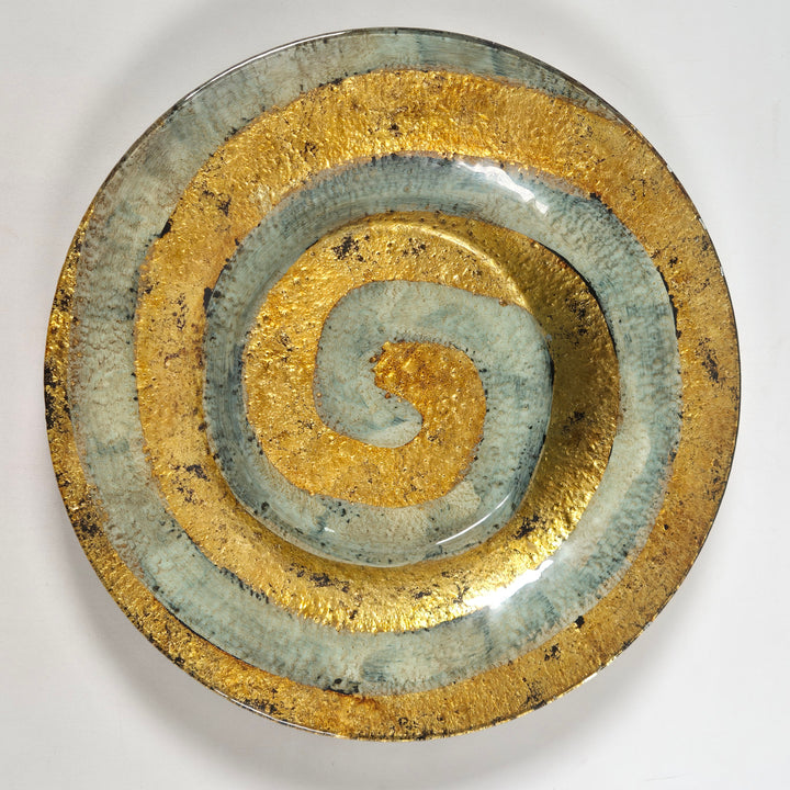 Hasle grå skål med guldspiraldesign