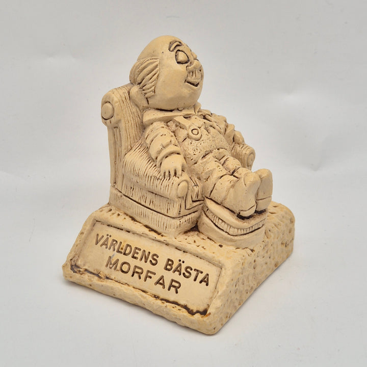 Retro Skulptur Morfar i Fåtölj Keramik