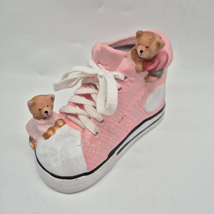 Rosa Keramik Spargris Sneaker med Björnar