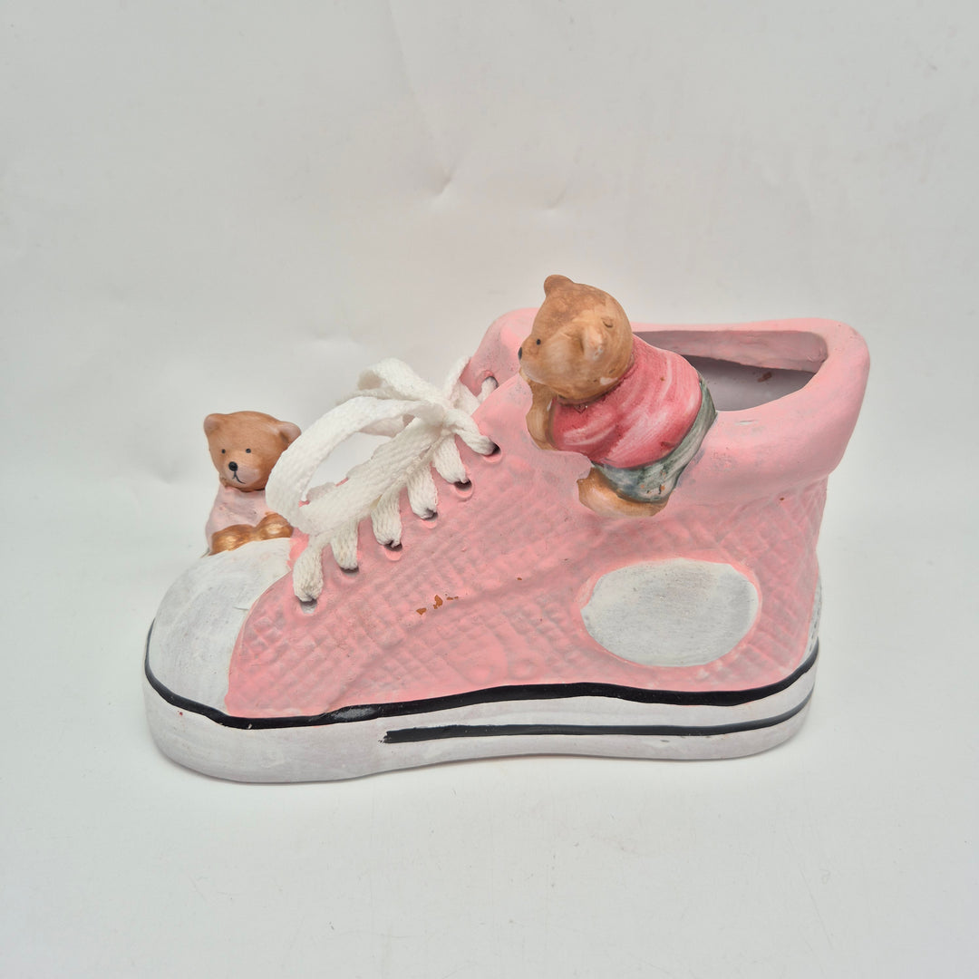 Rosa Keramik Spargris Sneaker med Björnar