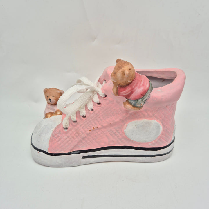 Rosa Keramik Spargris Sneaker med Björnar