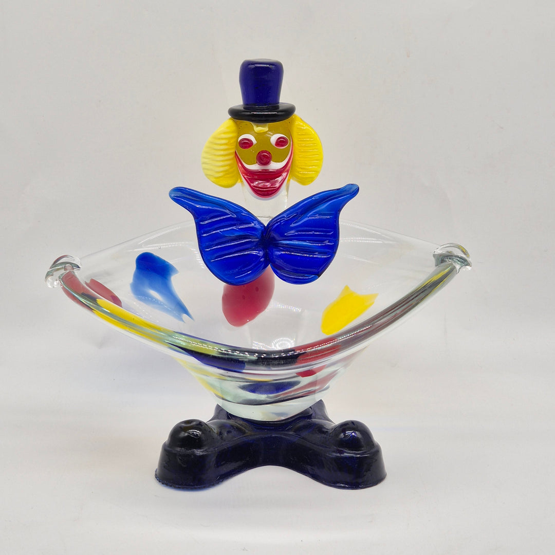 Färgglad retro konstglas skål i clowndesign