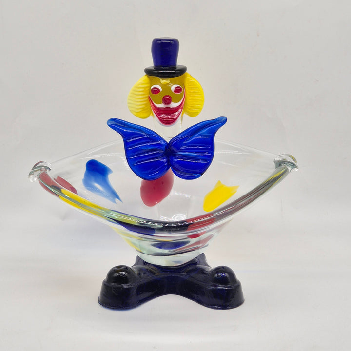 Färgglad retro konstglas skål i clowndesign