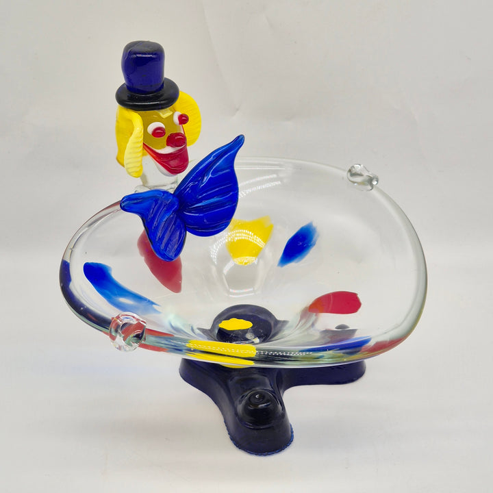 Färgglad retro konstglas skål i clowndesign