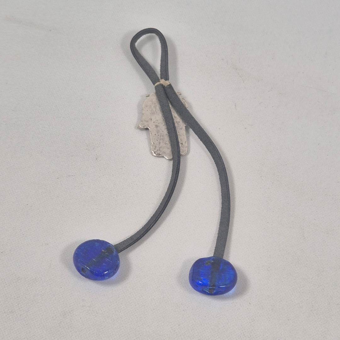 Retro amulett med blått öga i metall