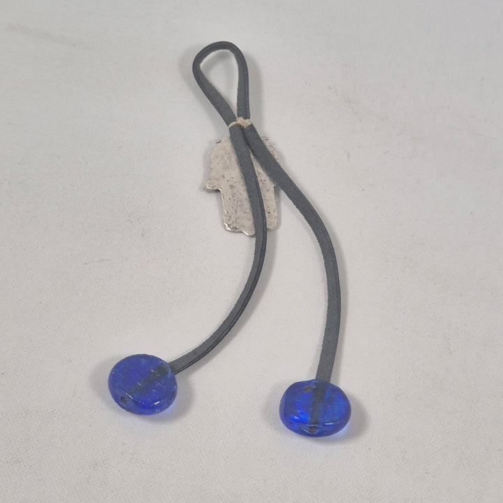 Retro amulett med blått öga i metall