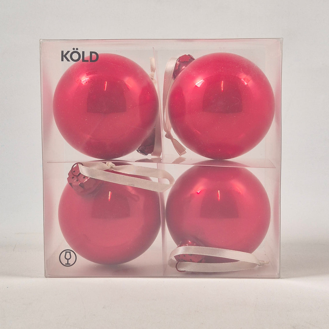 Retro röda julgranskulor plast IKEA vintage