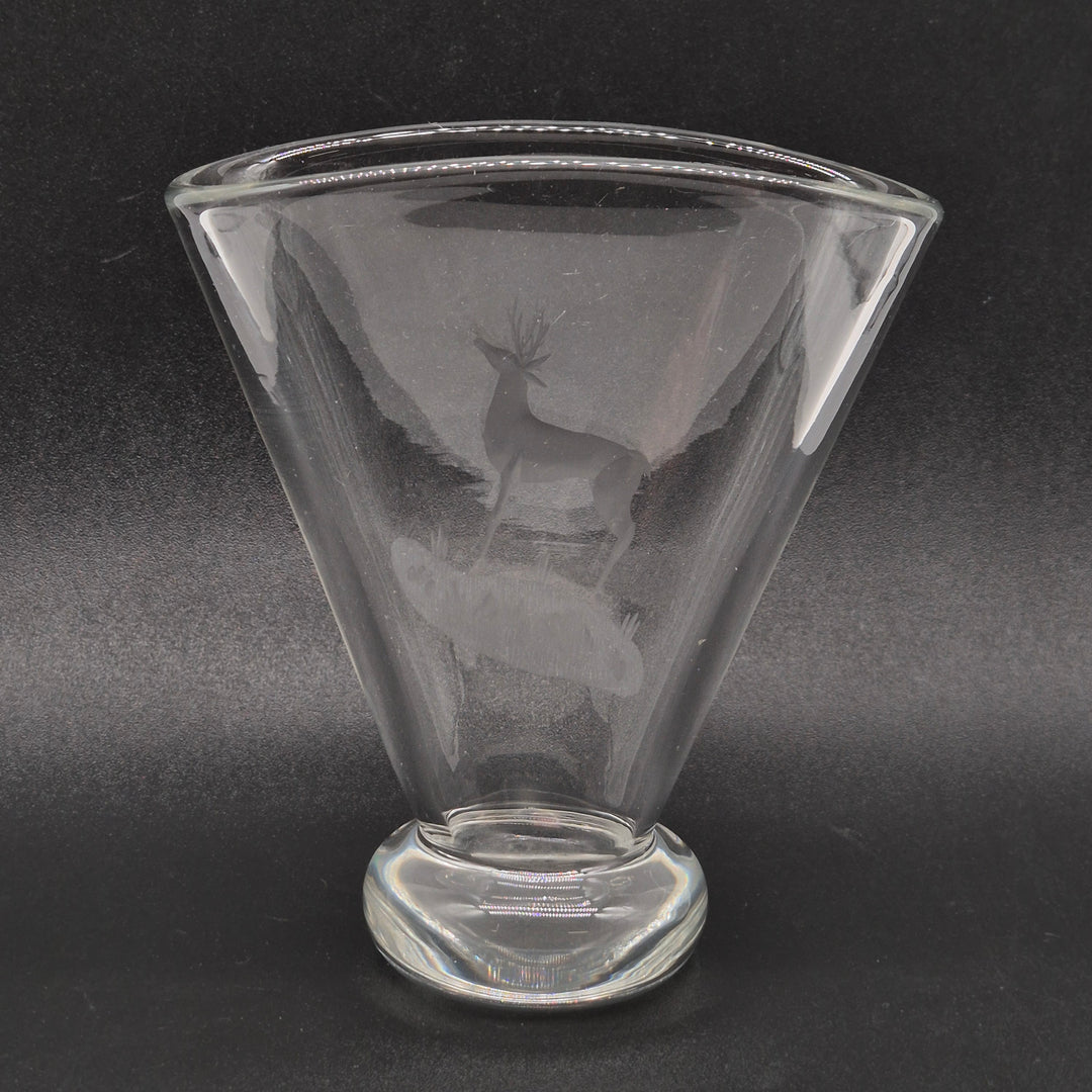 Elegant retro glasvas med hjortmotiv