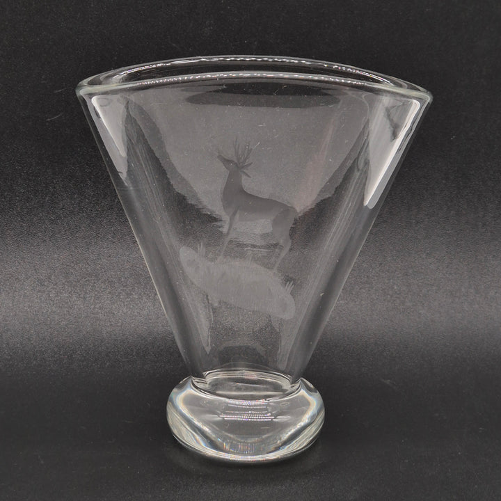 Elegant retro glasvas med hjortmotiv