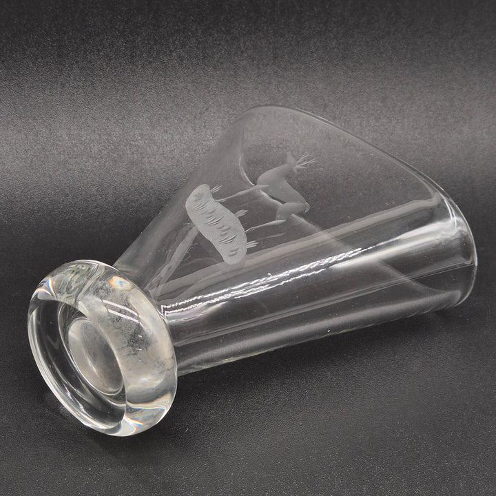 Elegant retro glasvas med hjortmotiv