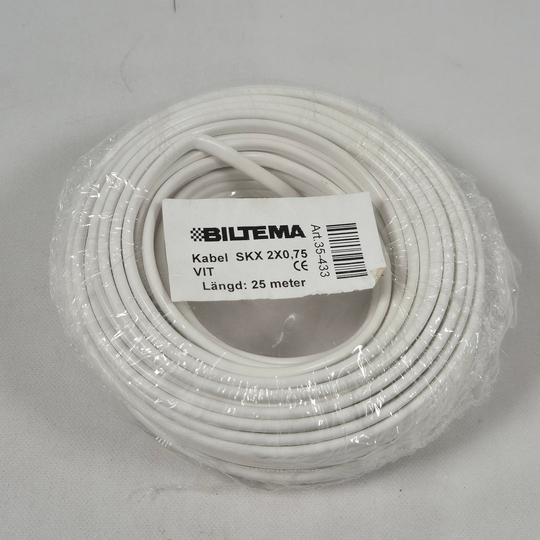 Biltema vit elektrisk kabel 25 meter