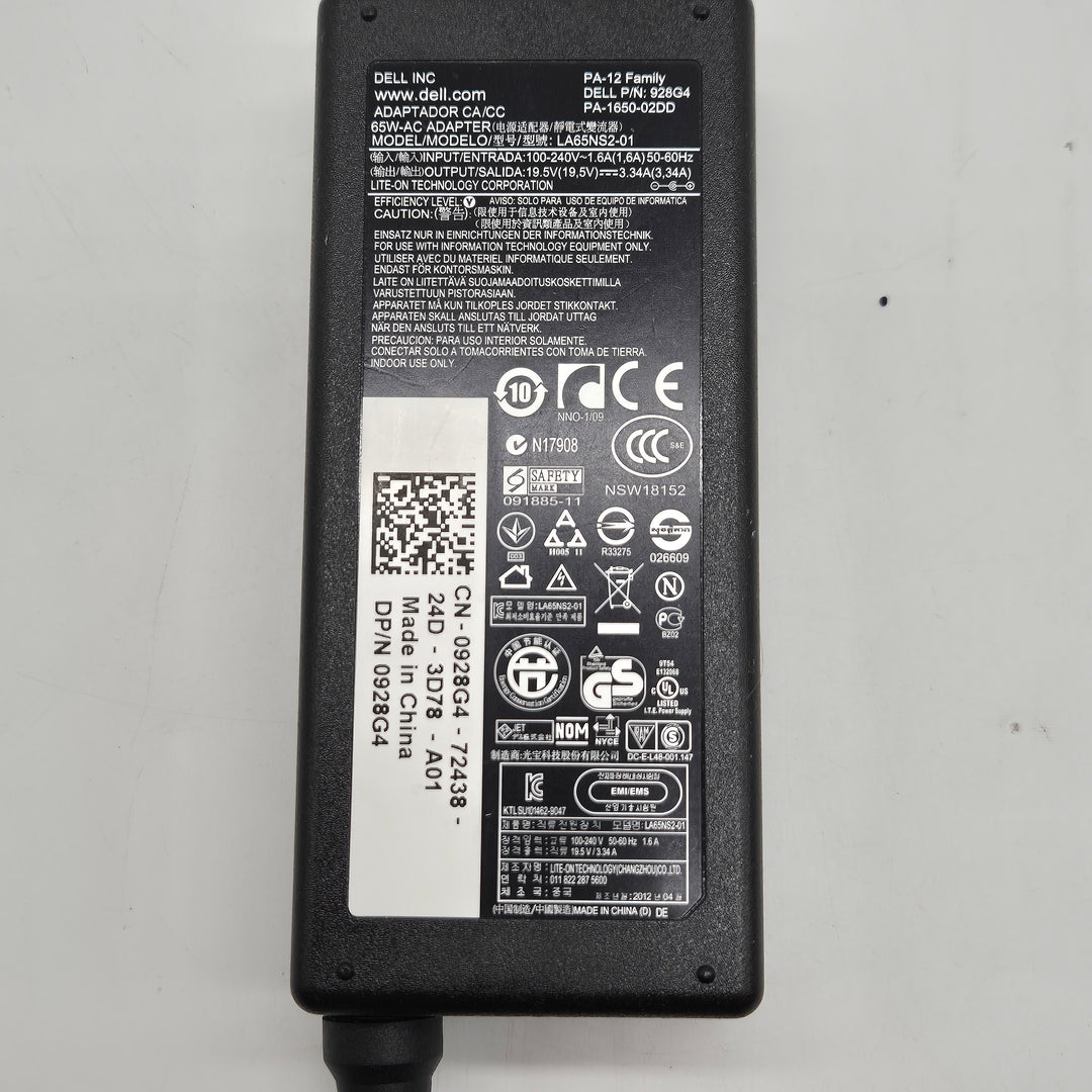 Dell strömadapter 65W, hållbar och kompakt