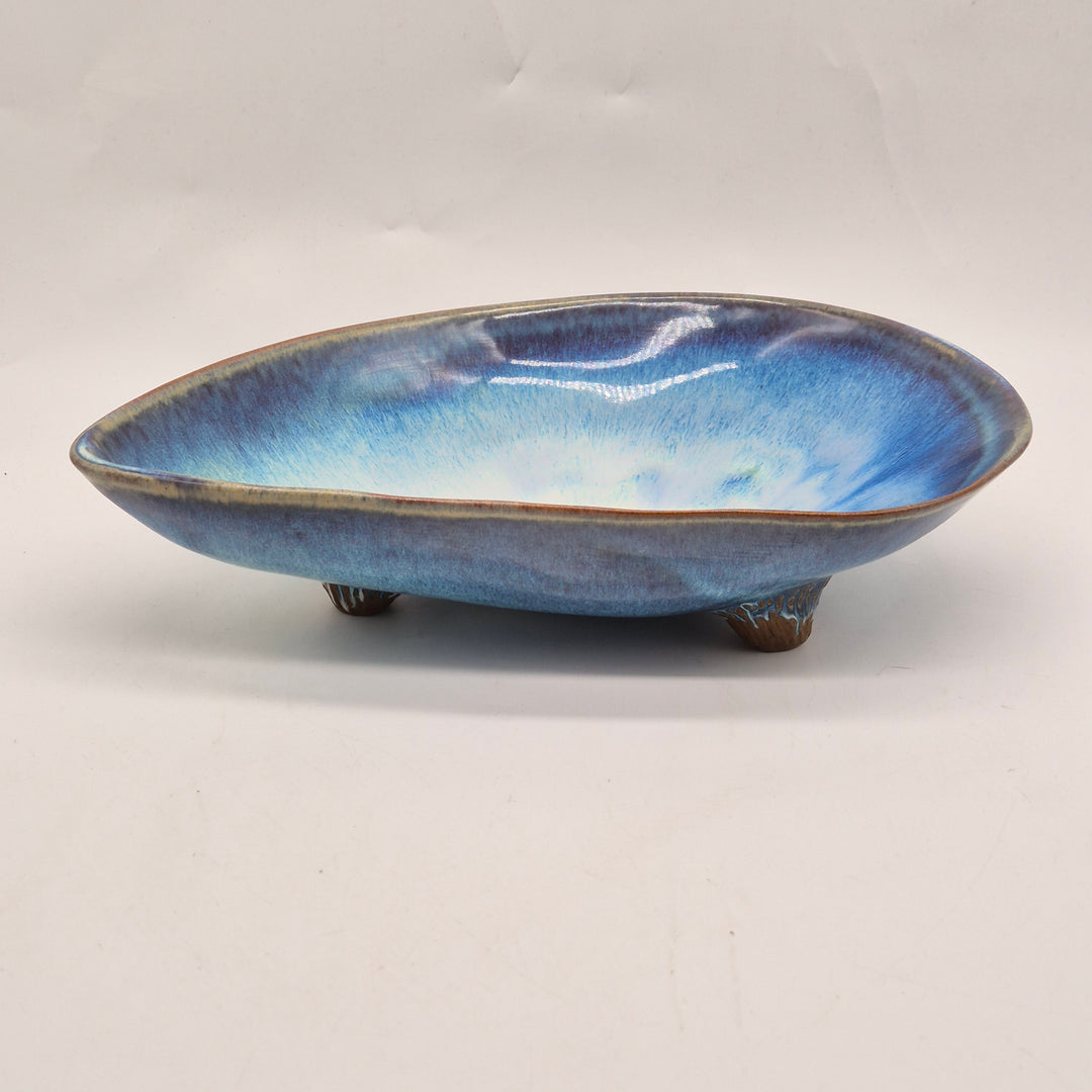 Handgjord keramikvas Stengods blå beige