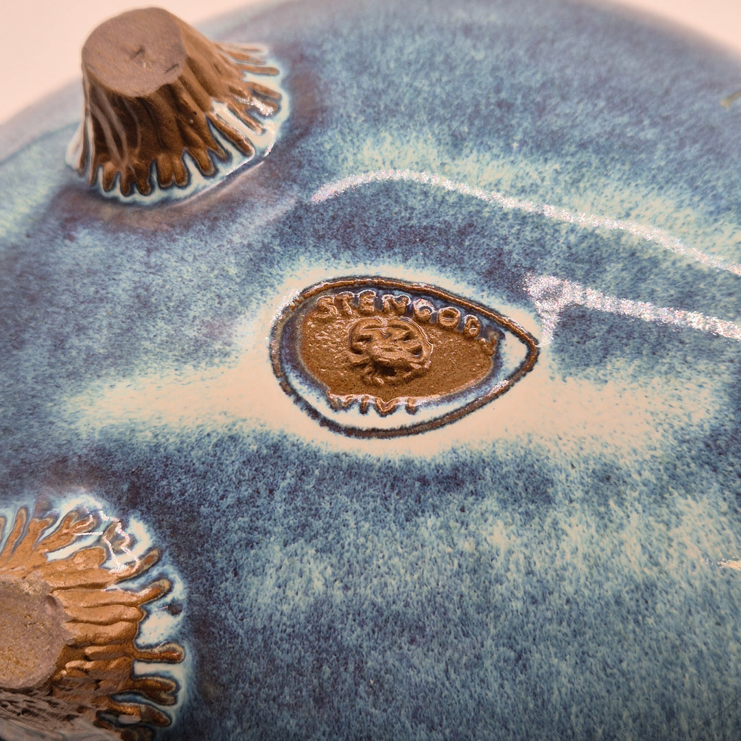 Handgjord keramikvas Stengods blå beige