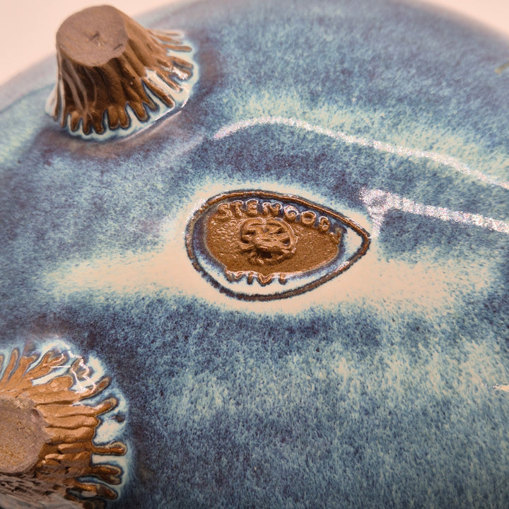 Handgjord keramikvas Stengods blå beige