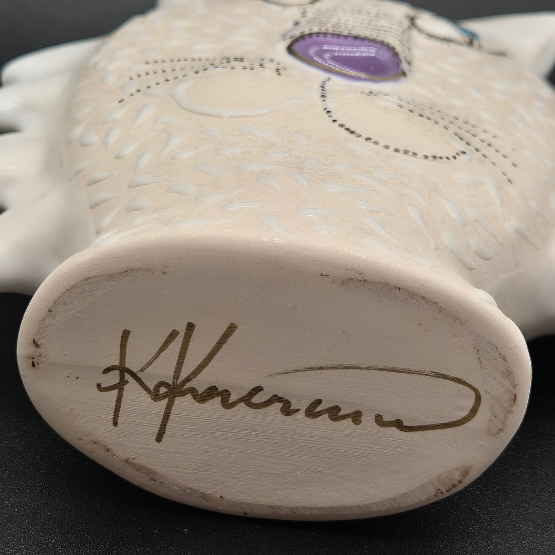 Unik ansiktsformad keramikvas av Karin