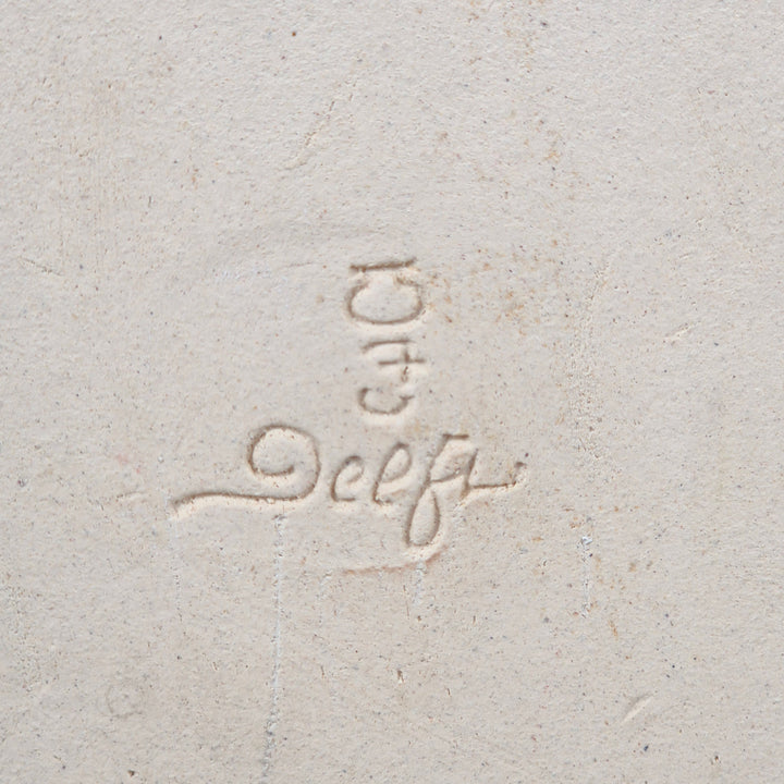 Unik handgjord Delft-keramikplatta med hägermotiv