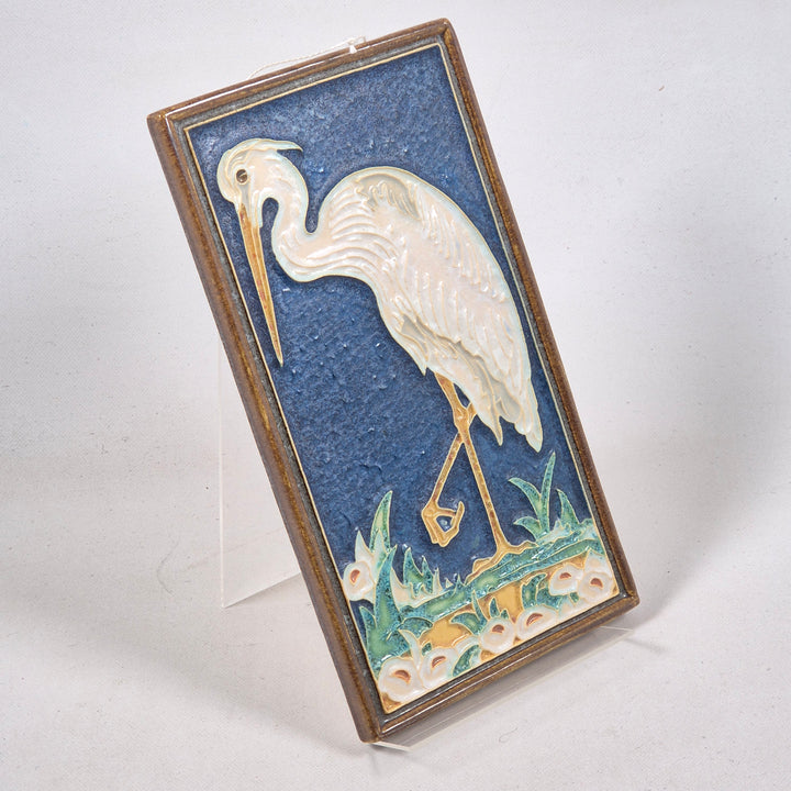 Unik handgjord Delft-keramikplatta med hägermotiv