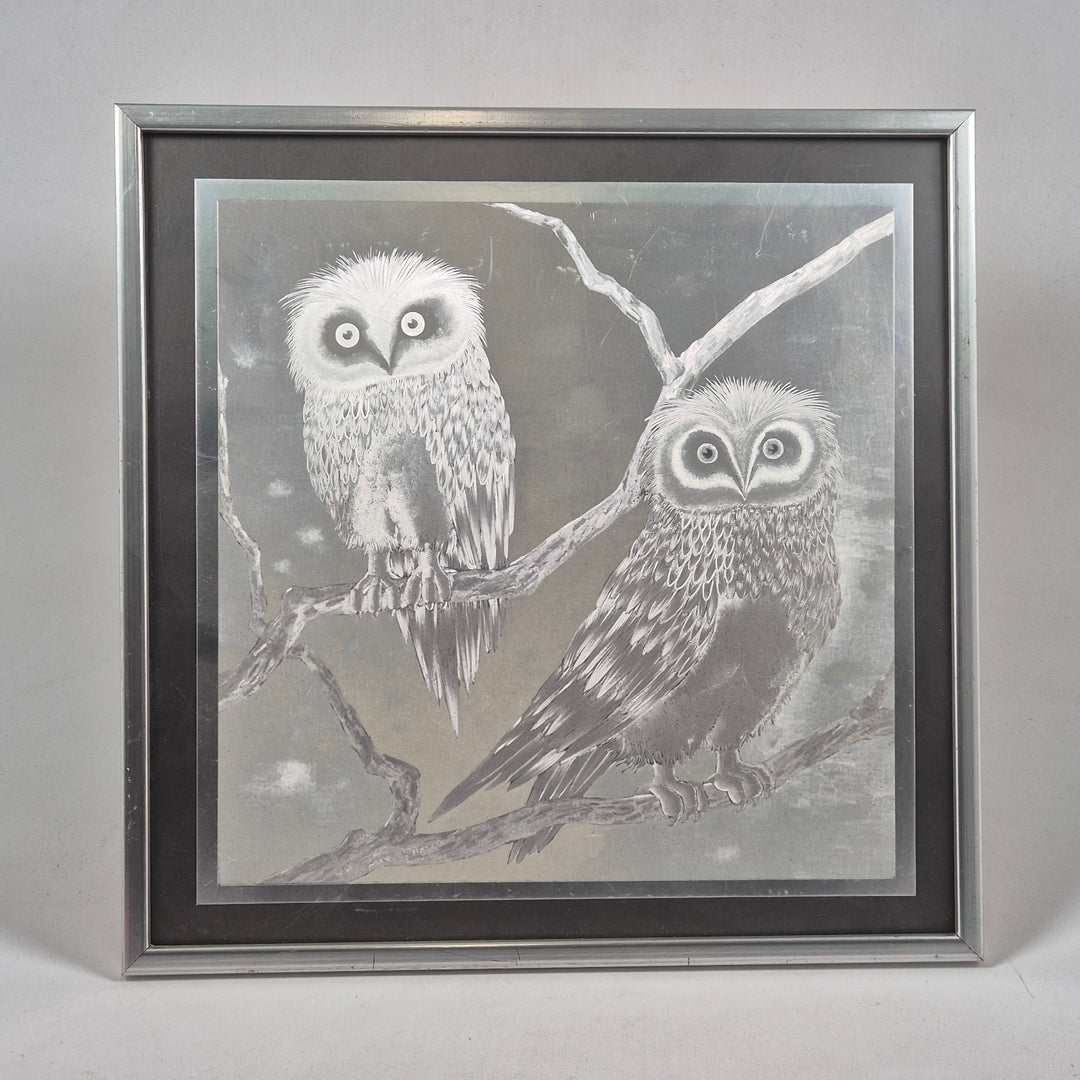 Unik Uggletavla i Gråskala med Ram