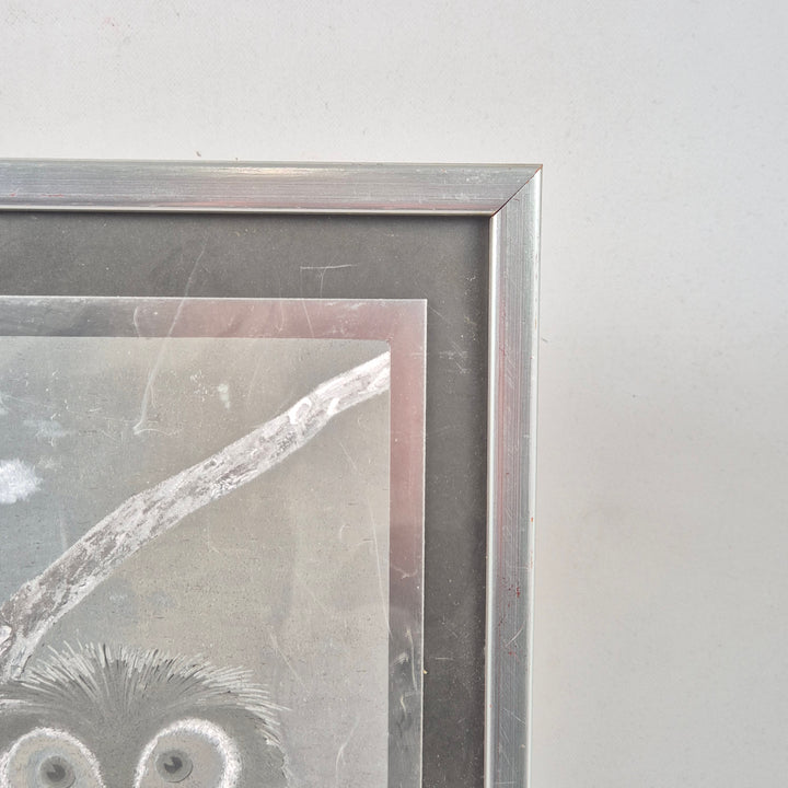 Unik Uggletavla i Gråskala med Ram