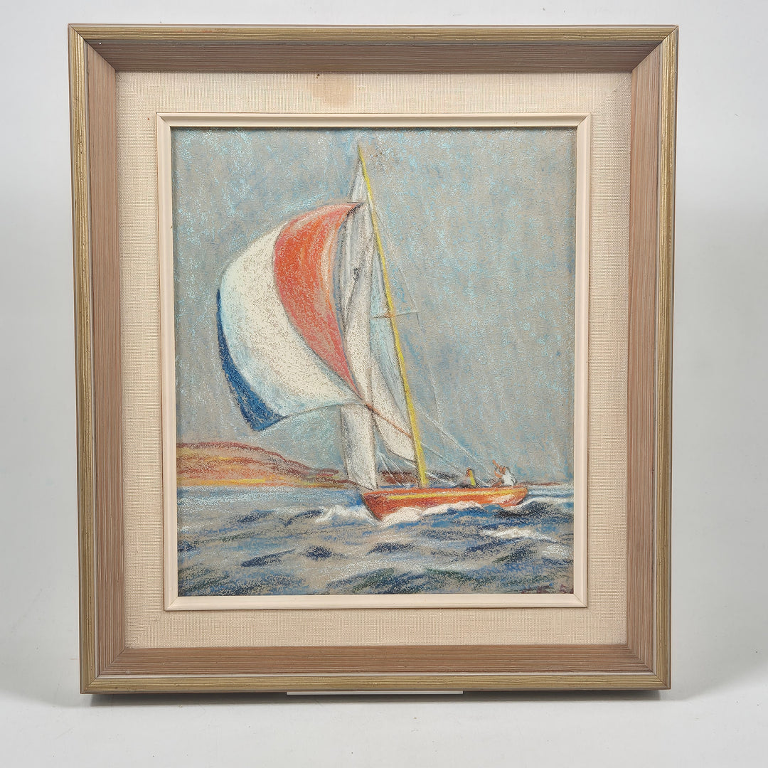 Retro inramad tavla av segelbåt