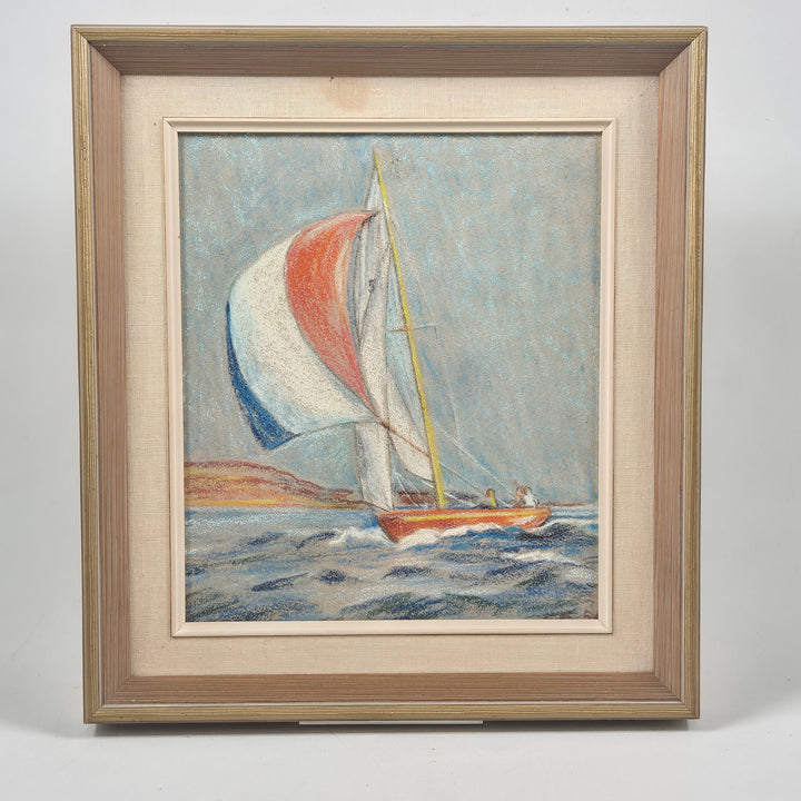 Retro inramad tavla av segelbåt